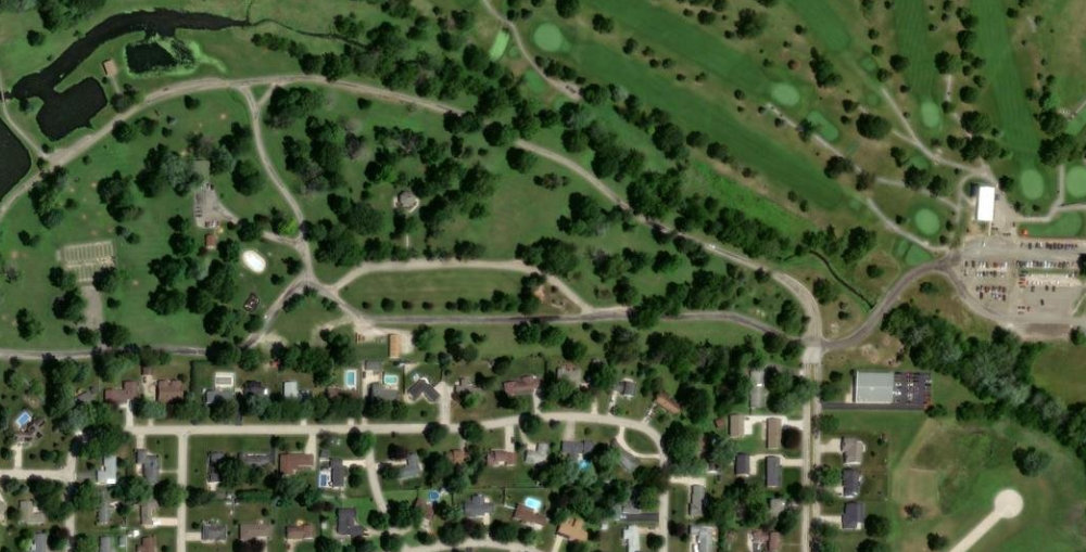 Aerial view of the approved ¾-mile inner loop, with separate east-side entrance and exit roads